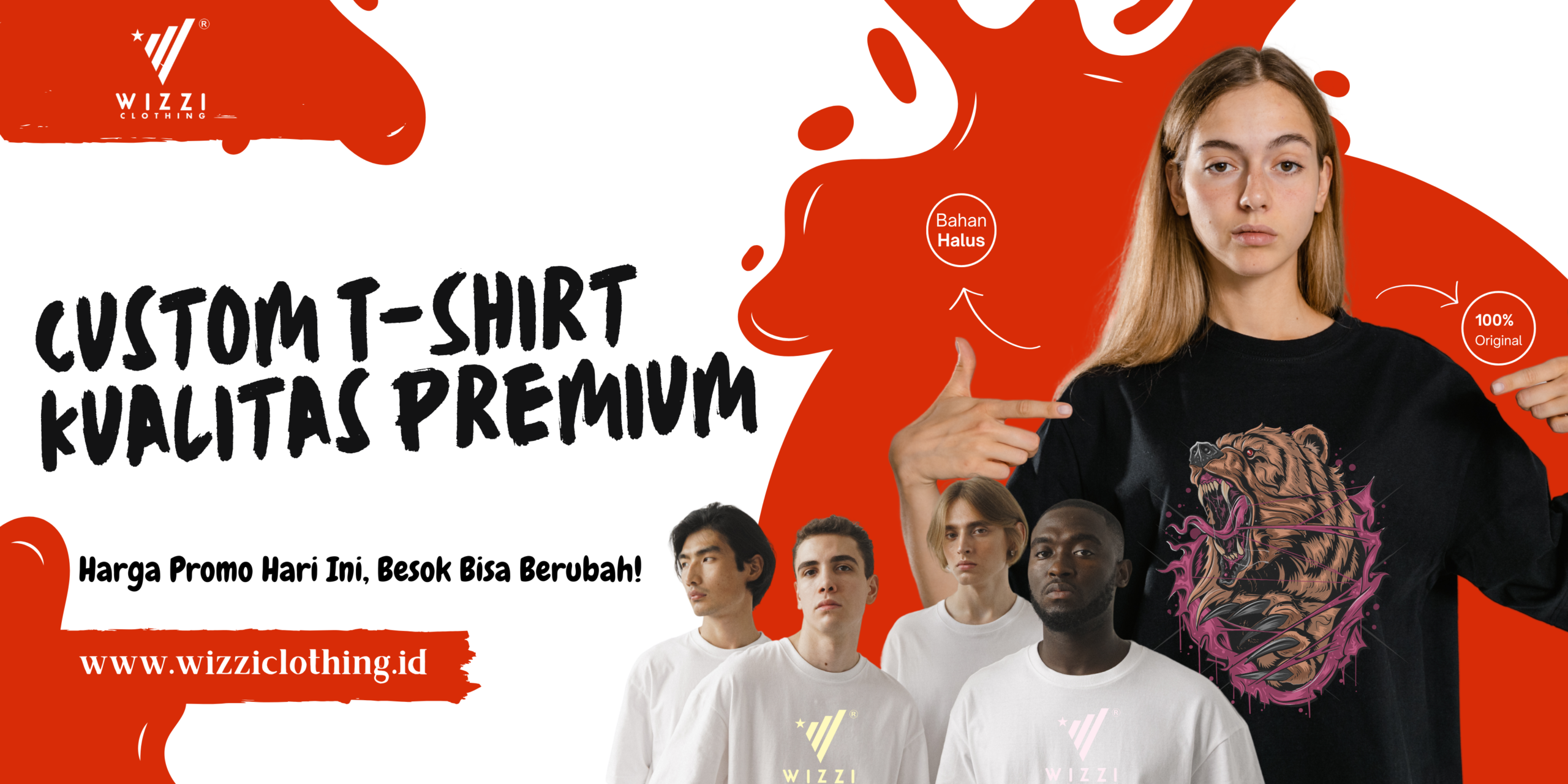 Red & White Minimalist T-Shirt Screen Print Promotion Banner (1)