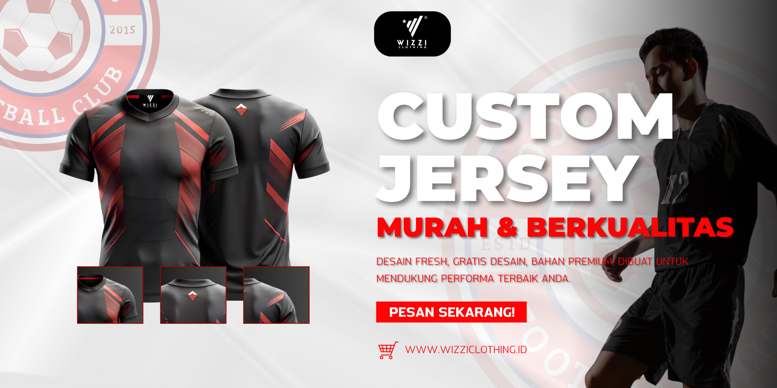 Red and Black Illustrative Modern Official Launch Jersey Football Banner