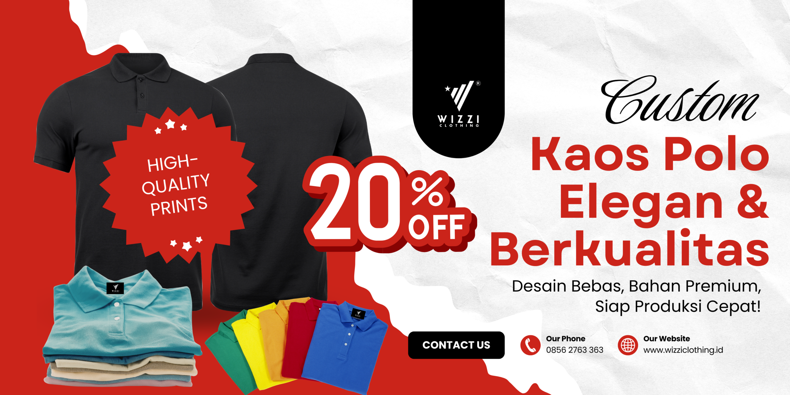Red and White Modern Custom T-Shirt Printing Banner Landscape (1)